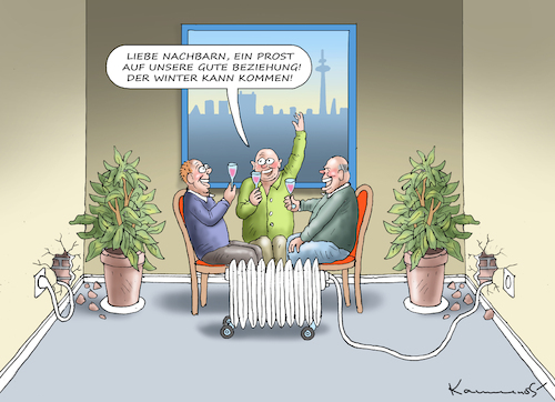Cartoon: GUTE NACHBARN (medium) by marian kamensky tagged gaspreisdeckel,ampel,gaspreisdeckel,ampel