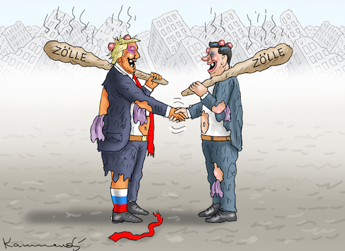 Cartoon: HANDELSKRIEG BEENDET (medium) by marian kamensky tagged musk,trump,zuckerberg,bezos,felon,and,elon,in,panama,zölle,diktator,selenskyj,putin,ukraine,usa,china,handelskrieg,musk,trump,zuckerberg,bezos,felon,and,elon,in,panama,zölle,diktator,selenskyj,putin,ukraine,usa,china,handelskrieg
