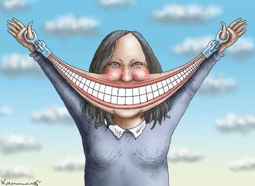 Cartoon: HAPPY KAMALA (medium) by marian kamensky tagged kamala,harris,biden,trump,hexenjagd,kamala,harris,biden,trump,hexenjagd