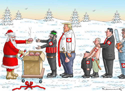 Cartoon: HIRNBESCHERUNG (medium) by marian kamensky tagged happy,new,year,2024,trump,biden,weihnachten,wahlen,usa,happy,new,year,2024,trump,biden,weihnachten,wahlen,usa