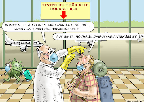 Cartoon: HOCHRISIKOVIRUSVARIANTENGEBIET (medium) by marian kamensky tagged hochrisikovirusvariantengebiet,hochrisikovirusvariantengebiet