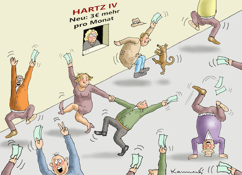 Cartoon: HURRA-DIE ARMUT IST BESIEGT! (medium) by marian kamensky tagged hartz,iv,hartz,iv