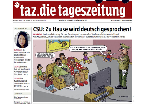 Cartoon: HURRAAAA  TITELSEITE DER TAZ (medium) by marian kamensky tagged hurraaaa,titelseite,der,taz,hurraaaa,titelseite,der,taz