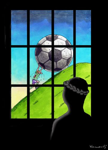 Cartoon: Julia Timoschenko (medium) by marian kamensky tagged julia,timoschenko,fussball,wm,ukraine,menschenrechte,timoschenko,fussball,wm,ukraine,menschenrechte