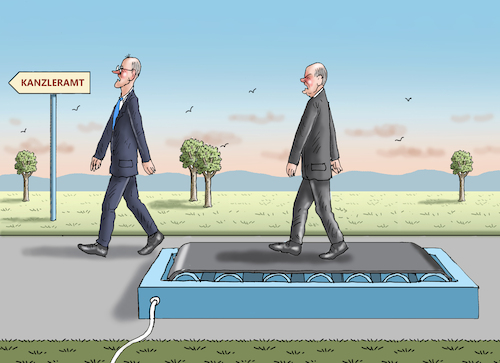 Cartoon: KANZLERAMTRENNEN (medium) by marian kamensky tagged kanzleramtrennen,scholz,merz,kanzleramtrennen,scholz,merz