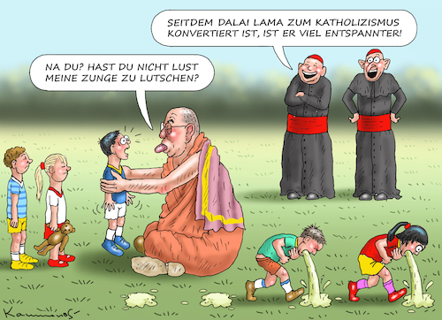 Cartoon: KATHOLISCHER DALAI LAMA (medium) by marian kamensky tagged katholischer,dalai,lama,zunge,lutschen,katholischer,dalai,lama,zunge,lutschen
