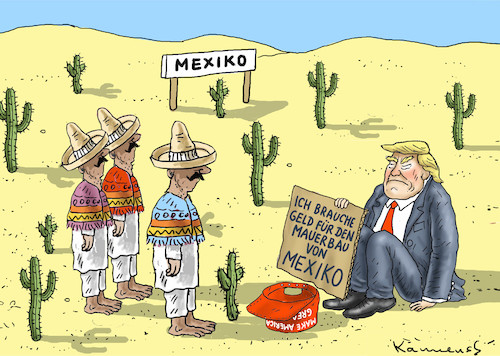 Cartoon: KEIN GELD FÜR DIE MEXIKO-MAUER (medium) by marian kamensky tagged kein,geld,für,die,mexiko,mauer,kein,geld,für,die,mexiko,mauer