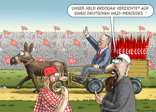 Cartoon: KEIN NAZI MERCEDES FÜR ERDOWAHN (medium) by marian kamensky tagged cumhuriyet,erdogan,pressefreiheit,türkei,denit,yücel,cumhuriyet,erdogan,pressefreiheit,türkei,denit,yücel