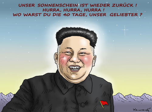 Cartoon: KIM JONG UN IST ZURÜCK (medium) by marian kamensky tagged kim,jong,un,yi,südkorea,nordkorea,staatsbesuch,kim,jong,un,yi,südkorea,nordkorea,staatsbesuch