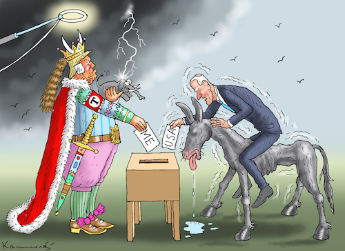 Cartoon: KINGDOM USA (medium) by marian kamensky tagged der,schuldige,des,attentats,trump,biden,der,schuldige,des,attentats,trump,biden