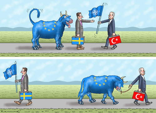 Cartoon: KUHHÄNDLER ERDOGAN (medium) by marian kamensky tagged nato,kuhhändler,erdogan,schweden,nato,kuhhändler,erdogan,schweden