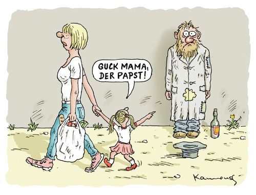 Cartoon: Lehrreiche Titanic Satire (medium) by marian kamensky tagged satire,papst,cover,titanic,papst,satire,bettler,obdachloser