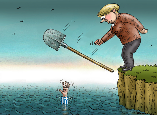 Cartoon: Merkels Hilfe für Griechenland (medium) by marian kamensky tagged finanzkrise,griechenland,vorsitz,eu,merkel,in,rettunsschirm,eu,vorsitz,griechenland,finanzkrise,merkel,in,rettunsschirm