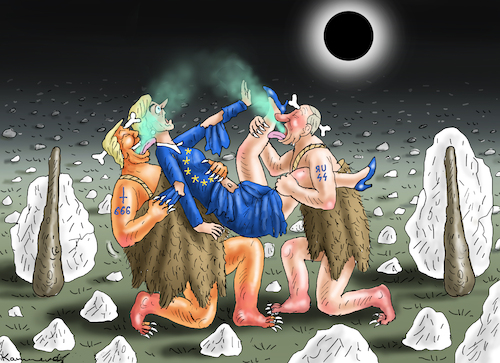 Cartoon: NEANDERTALER LIEBEN DIE EU (medium) by marian kamensky tagged putin,ukraine,kapitulation,trump,eu,faschismus,putin,ukraine,kapitulation,trump,eu,faschismus