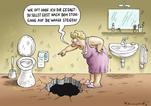Cartoon: Nicht aufgepasst (medium) by marian kamensky tagged stuhlgang,humor,schwarzer,gewicht,übergewicht,waage