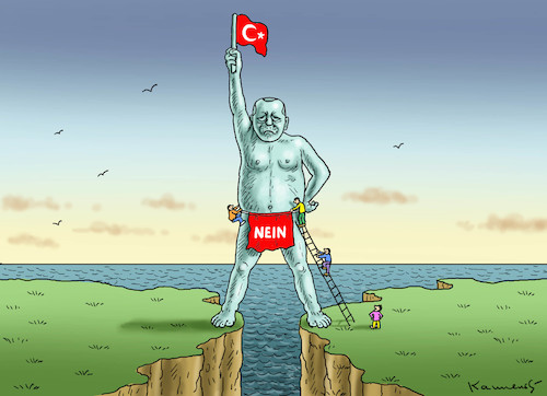 Cartoon: NO TO COLOSSUS FROM BOSPORUS (medium) by marian kamensky tagged cumhuriyet,erdogan,pressefreiheit,türkei,denit,yücel,cumhuriyet,erdogan,pressefreiheit,türkei,denit,yücel