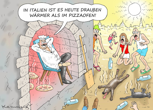Cartoon: NUR DER PIZZABÄCKER HAT ÜBERLEBT (medium) by marian kamensky tagged klimawandel,erderwärmung,umweltzerstörung,klimawandel,erderwärmung,umweltzerstörung