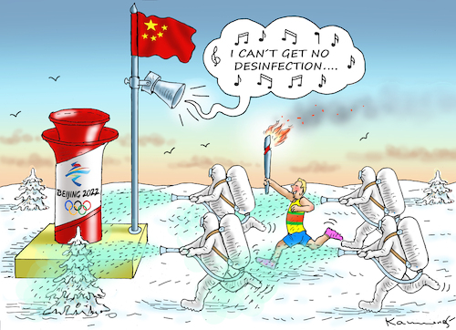 Cartoon: OLYMPISCHES FEUER (medium) by marian kamensky tagged olympische,winterspiele,in,china,olympische,winterspiele,in,china
