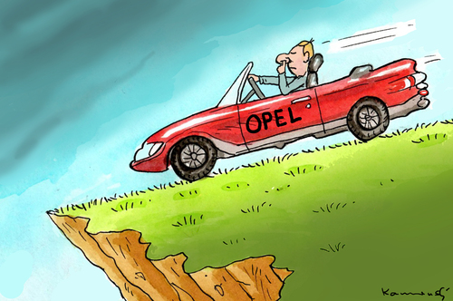 Cartoon: Popeln bei den Opeln (medium) by marian kamensky tagged krise,autoindustrie,bochumwerke,opel,opel,bochumwerke,autoindustrie,krise