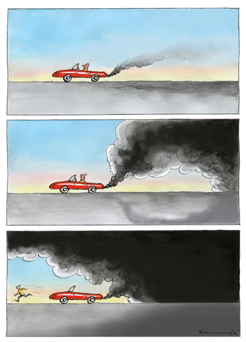 Cartoon: Problem (medium) by marian kamensky tagged humor,auto,autos,umwelt,natur,umweltschutz,umweltzerstörung,abgase
