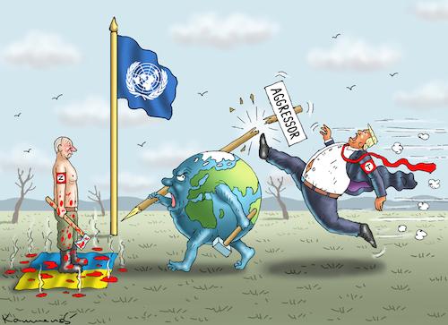 Cartoon: PUTIN IST KEIN AGGRESSOR (medium) by marian kamensky tagged musk,trump,zuckerberg,bezos,felon,and,elon,in,panama,zölle,diktator,selenskyj,putin,ukraine,usa,musk,trump,zuckerberg,bezos,felon,and,elon,in,panama,zölle,diktator,selenskyj,putin,ukraine,usa