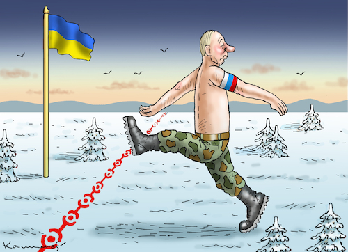 Cartoon: PUTIN MACHT RÜCKZIEHER (medium) by marian kamensky tagged putins,bescherung,ukraine,provokation,nato,osterweiterung,putins,bescherung,ukraine,provokation,nato,osterweiterung