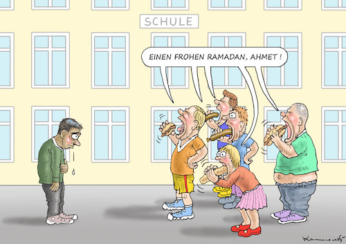 Cartoon: RAMADAN (medium) by marian kamensky tagged ramadan,islam,christentum,diskriminierung,schule,ramadan,islam,christentum,diskriminierung,schule