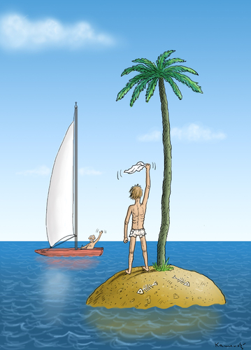 Cartoon: Regards (medium) by marian kamensky tagged humor,insel,einsame insel,einsamkeit,einsem,alleine,robinson crusoe,einsame,robinson,crusoe