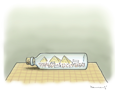 Cartoon: Revolutiönchen (medium) by marian kamensky tagged humor,ägypten,mubarak,revolution,flaschenpost