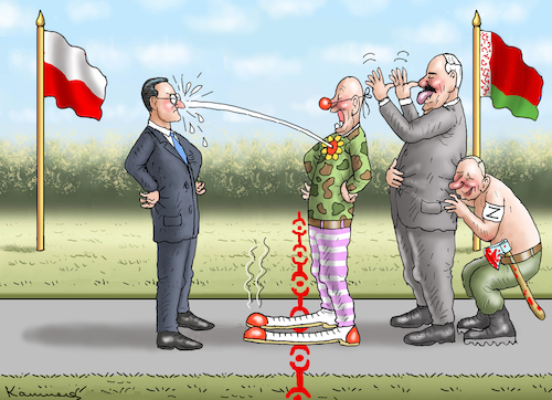Cartoon: RUSSEN PROVOZIEREN POLEN (medium) by marian kamensky tagged russen,provozieren,polen,prigoshin,russen,provozieren,polen,prigoshin