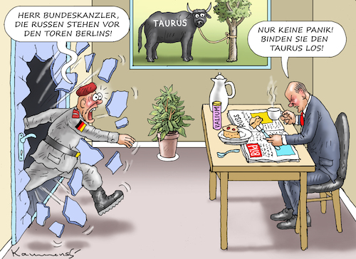 Cartoon: SCHOLZ EINES TAGES (medium) by marian kamensky tagged bundeswehr,super,gau,taurus,putin,ukraine,krieg,bundeswehr,super,gau,taurus,putin,ukraine,krieg