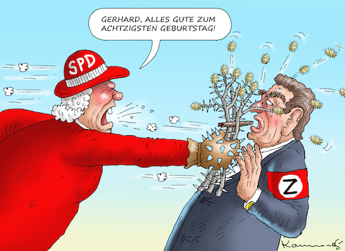 Cartoon: SCHRÖDER FEIERT DEN ACHTZIGSTEN (medium) by marian kamensky tagged schröder,feiert,den,achtzigsten,geburtstag,schröder,feiert,den,achtzigsten,geburtstag