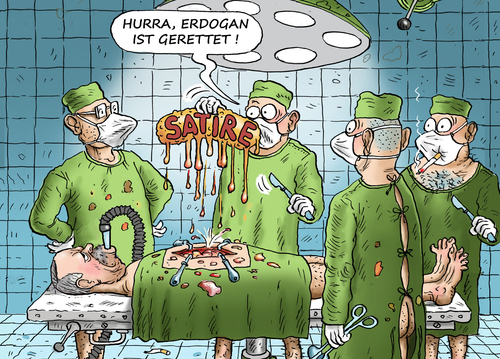 Cartoon: SEINE MAJESTÄT IST GERETTET (medium) by marian kamensky tagged böhmermann,erdogan,merkel,satire,zdf,böhmermann,erdogan,merkel,satire,zdf