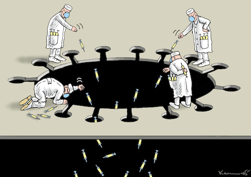 Cartoon: SISYPHOS ARBEIT (medium) by marian kamensky tagged curevac,testzentren,corona,impfung,pandemie,booster,omikron,impfpflicht,curevac,testzentren,corona,impfung,pandemie,booster,omikron,impfpflicht