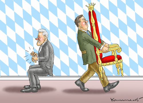 Cartoon: SÖDER DER NÄCHSTE KÖNIG (medium) by marian kamensky tagged merkel,seehofer,unionskrise,csu,cdu,flüchtlinge,gauland,merz,afd,spahn,akk,immunität,björn,höcke,hackerangriff,verfassungsschutz,söder,merkel,seehofer,unionskrise,csu,cdu,flüchtlinge,gauland,merz,afd,spahn,akk,immunität,björn,höcke,hackerangriff,verfassungsschutz,söder