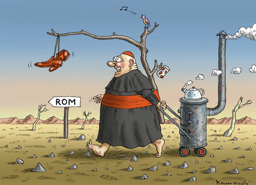 Cartoon: Steiniger Konklaveweg (medium) by marian kamensky tagged papstrücktritt,benedikt,vatikan,katholische,kirche,konklave,papstwahl,papstrücktritt,benedikt,vatikan,katholische,kirche,konklave,papstwahl