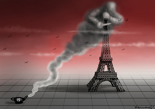 Cartoon: TERROR IN PARIS (medium) by marian kamensky tagged terror,in,paris,terror,in,paris