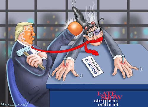 Cartoon: THE LATE SHOW (medium) by marian kamensky tagged the,late,show,stephen,colbert,the,late,show,stephen,colbert