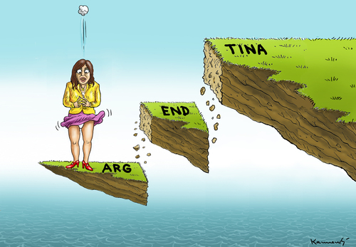 Cartoon: Tina in Argentina (medium) by marian kamensky tagged argentiniens,pleite,cristina,kirchner,hedge,fonds,finanzkrise,argentiniens,pleite,cristina,kirchner,hedge,fonds,finanzkrise