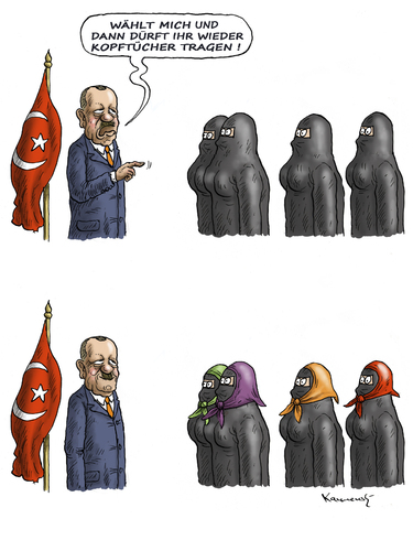 Cartoon: Toleranter Erdogan (medium) by marian kamensky tagged frauenrechte,islam,türkei,lachverbot,erdogan,erdogan,lachverbot,türkei,islam,frauenrechte