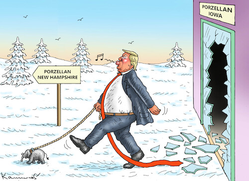 Cartoon: TRUMP IN IOWA (medium) by marian kamensky tagged trump,in,iowa,präsidentschaftswahlen,usa,trump,in,iowa,präsidentschaftswahlen,usa