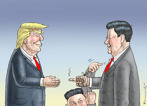 Cartoon: TRUMP TRIFFT BALD XI JINPING (medium) by marian kamensky tagged trump,trifft,bald,xi,jinping,trump,trifft,bald,xi,jinping