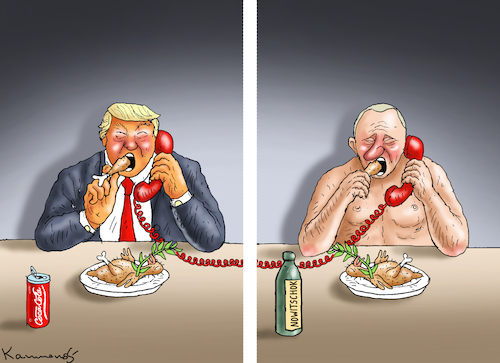 Cartoon: TRUMPUTIN AM TELEFON (medium) by marian kamensky tagged musk,trump,zuckerberg,bezos,felon,and,elon,in,panama,zölle,diktator,selenskyj,putin,ukraine,usa,china,handelskrieg,musk,trump,zuckerberg,bezos,felon,and,elon,in,panama,zölle,diktator,selenskyj,putin,ukraine,usa,china,handelskrieg