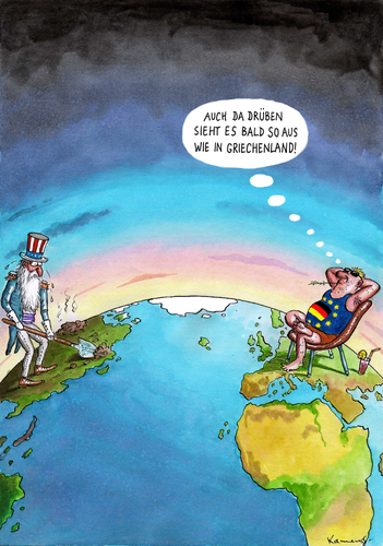 Cartoon: USA (medium) by marian kamensky tagged usa,schuldenkrise,griechische,eurokrise,crisis,financial,union,european,destiny,greece,griechenland,eurokrise