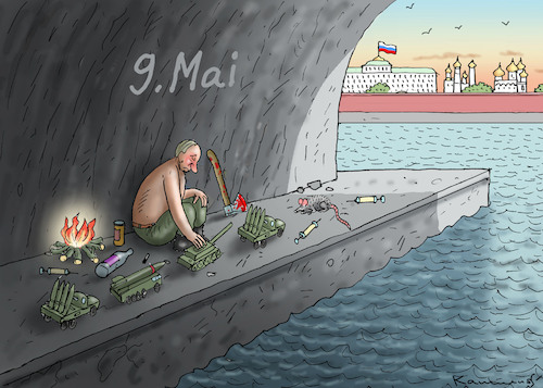Cartoon: VERARMTER PUTIN (medium) by marian kamensky tagged verarmter,putin,siegesfeier,neunte,mai,verarmter,putin,siegesfeier,neunte,mai