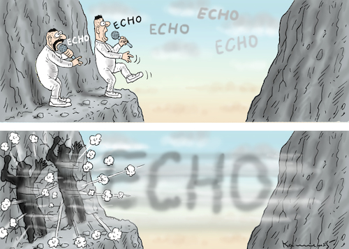 Cartoon: VOM ECHO ERSCHLAGEN (medium) by marian kamensky tagged echo,2018,echo,2018