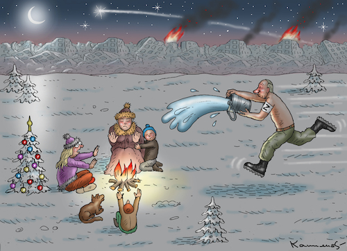 Cartoon: WEIHNACHTSGENOZID IN DER UKRAINE (medium) by marian kamensky tagged flucht,aus,cherson,putin,energieterror,weihnachtsgenozid,in,der,ukraine,flucht,aus,cherson,putin,energieterror,weihnachtsgenozid,in,der,ukraine