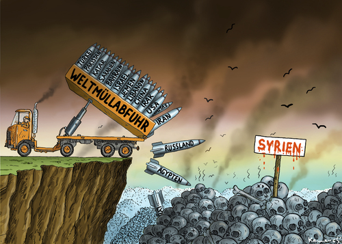Cartoon: Weltmüllabfuhr für Syrien (medium) by marian kamensky tagged syrien,krieg,assad,weltgemeinschaft,waffentransporte,syrien,krieg,assad,weltgemeinschaft,waffentransporte