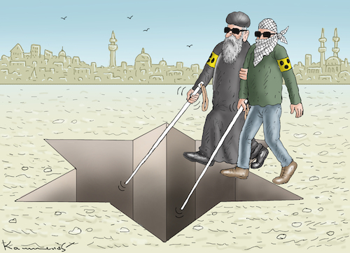 Cartoon: WENN BLINDER BLINDEN FÜHRT (medium) by marian kamensky tagged hamas,greift,israel,an,hamas,greift,israel,an