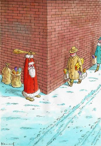 Cartoon: Where The Santa has Presents? (medium) by marian kamensky tagged humor,weihnachtsmann,weihnachten,gewalt,verbrechen,kriminalität,geschenke,überraschung